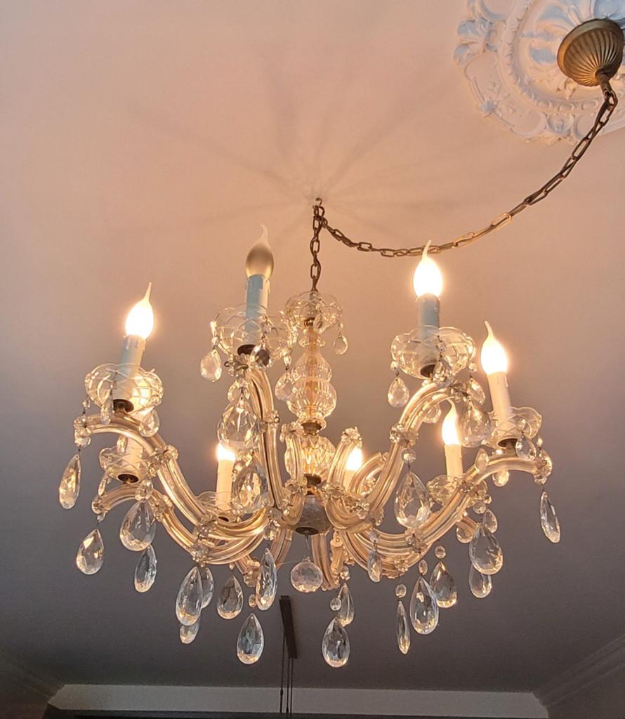 Luster met bellekens, Huis en Inrichting, Lampen | Kroonluchters, Ophalen