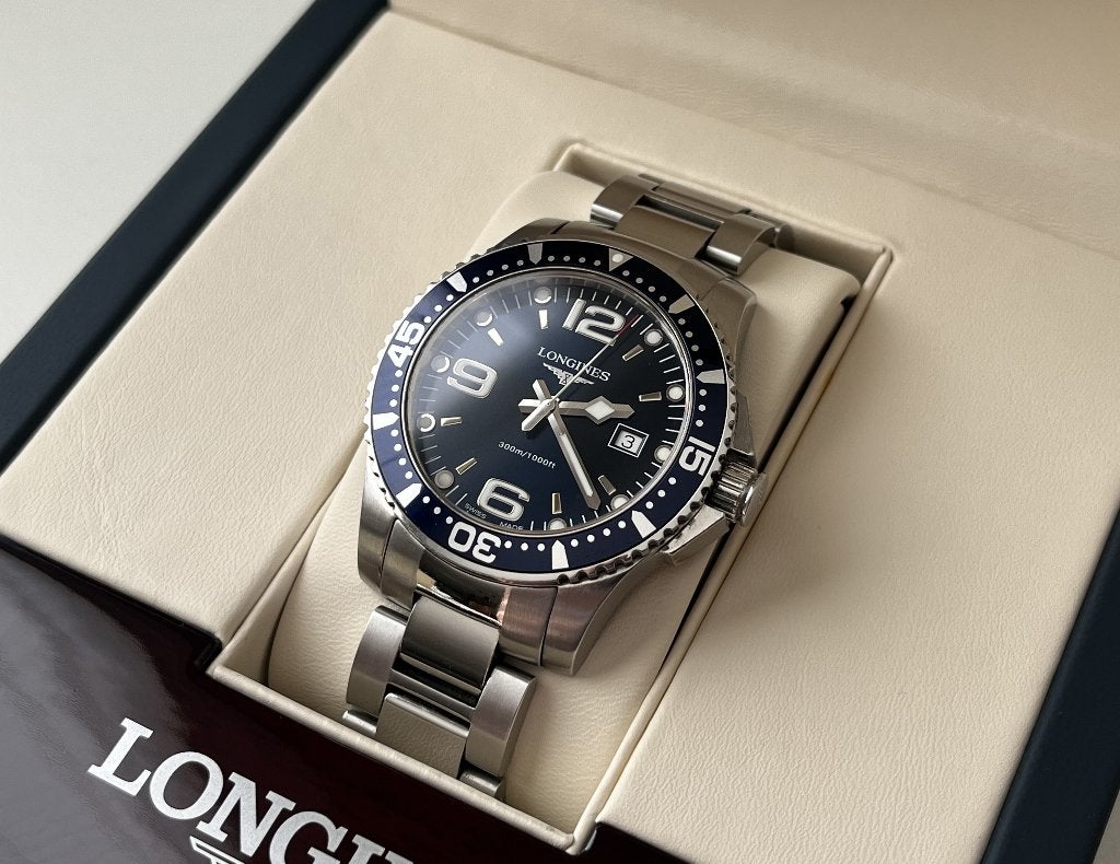 Longines HydroConquest L3.640.4 - incl. box, Bijoux, Sacs & Beauté, Montre-bracelet, Autres marques, Enlèvement ou Envoi, Acier