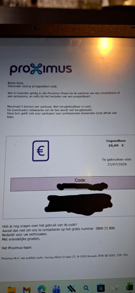 Carte de crédit PROXIMUS