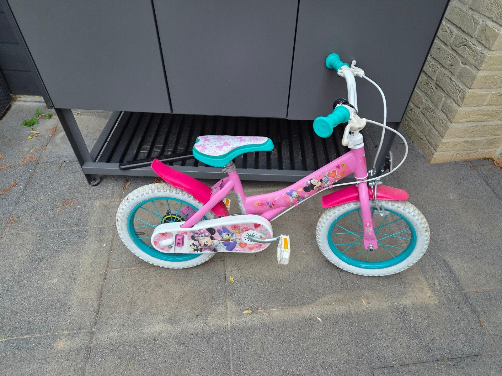 Kinderfiets minnie mouse - 14 inch, Stabilisateurs, Utilisé, Moins de 16 pouces, Enlèvement