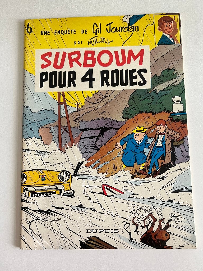 BD Gil Jourdan Surboum pour 4 roues, Eén stripboek, Ophalen of Verzenden, M. Tillieux, Gelezen