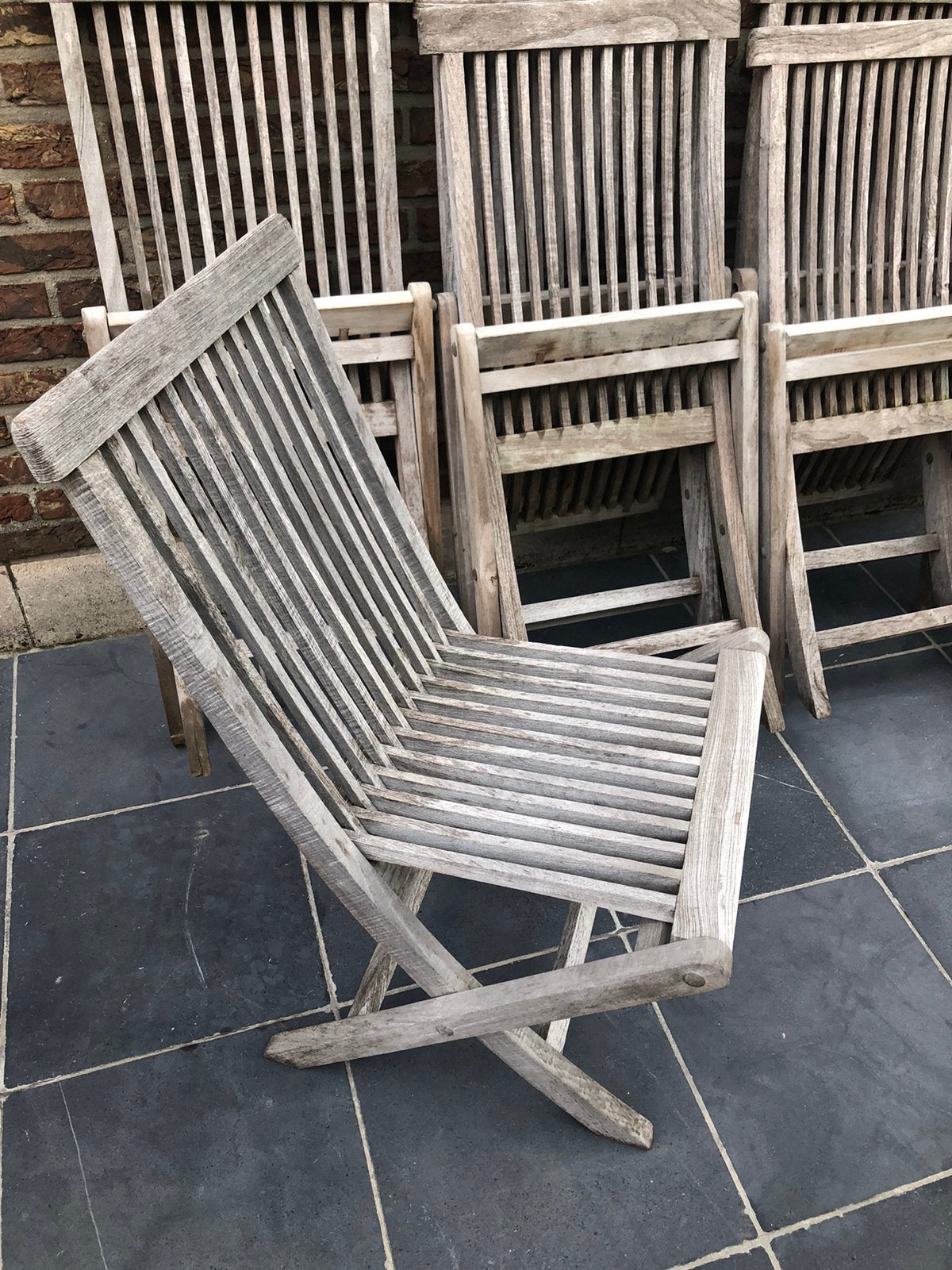 Tuinstoelen in teak, Tuin en Terras, Ophalen, Gebruikt, Inklapbaar