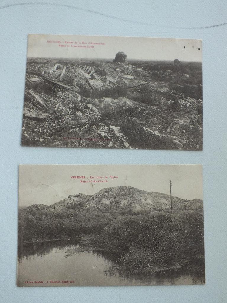 Mesen 2 kaarten WO1-, Verzamelen, Ophalen of Verzenden, Voor 1920, Gelopen, West-Vlaanderen
