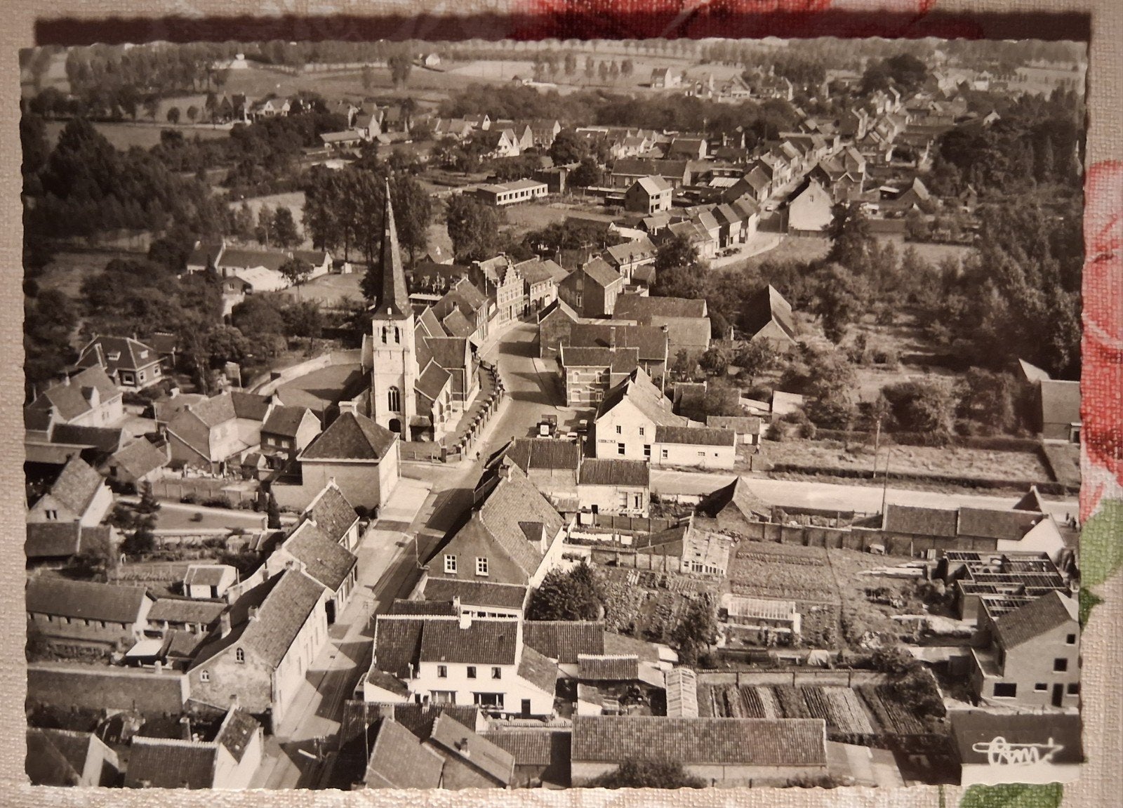 vintage Postkaart Luchtopname Elversele bij St. Niklaas Waas, Ophalen of Verzenden