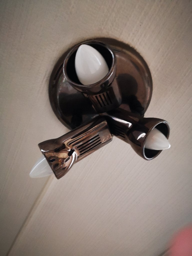 Bruine plafondlamp met 3 spots, Ophalen of Verzenden, Plafondlamp