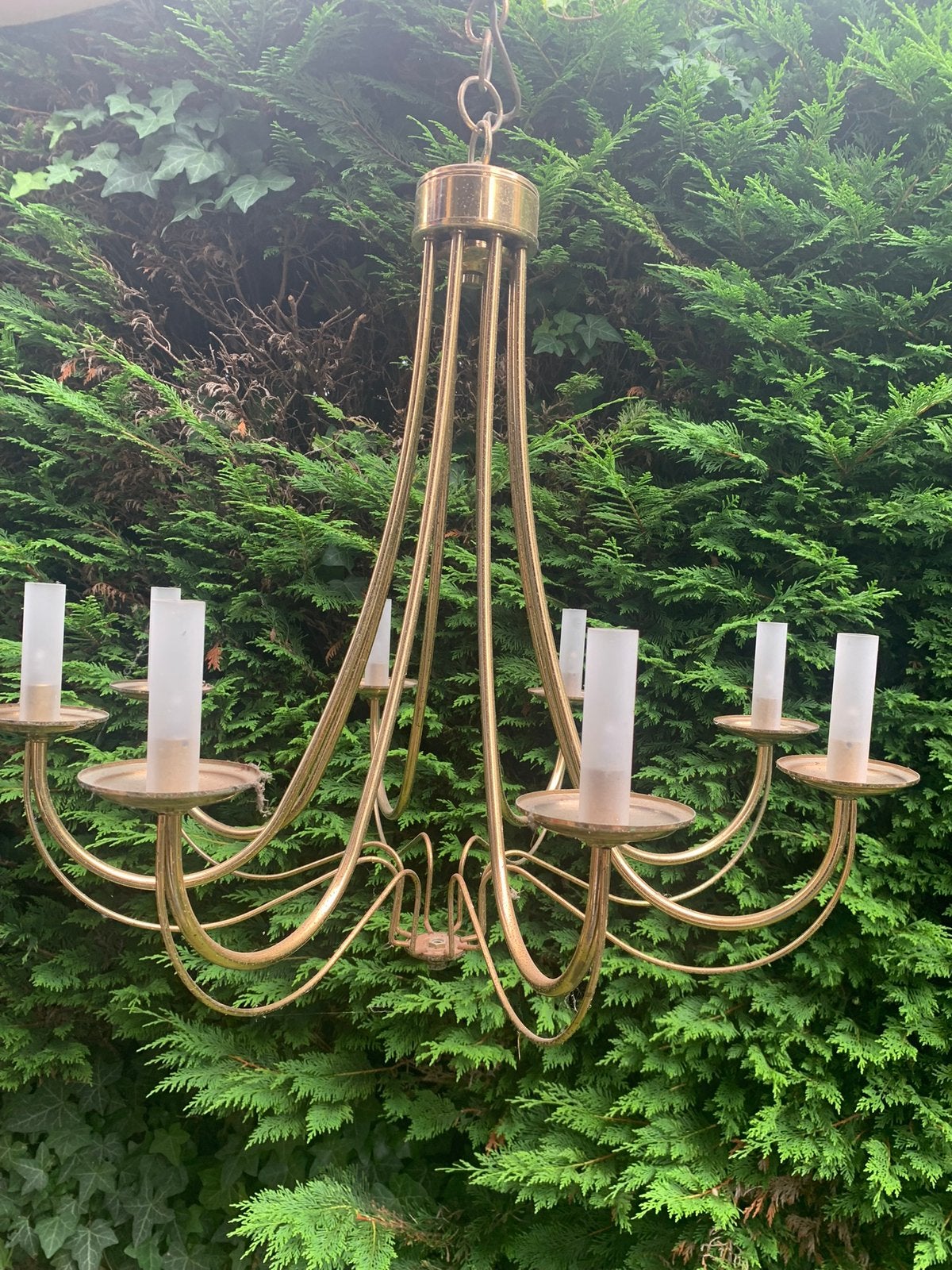 Verlichting in koper met hallogeenlampjes, Huis en Inrichting, Lampen | Kroonluchters, Ophalen, Gebruikt