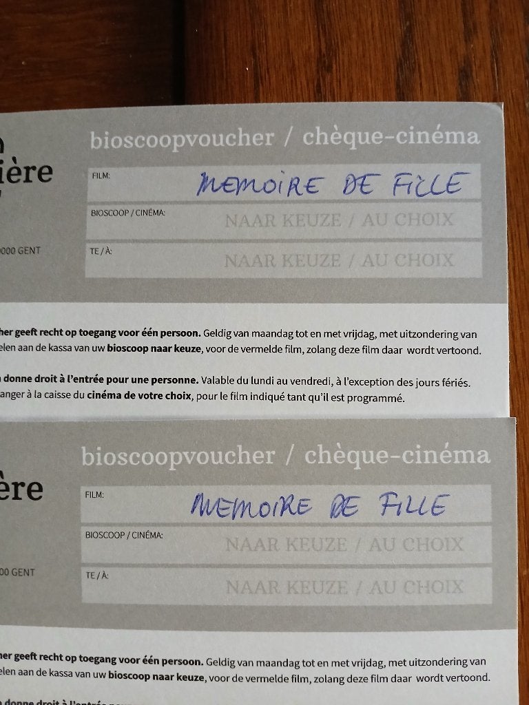 Film : Memoire de fille. 2 tickets cinéma. Cinéma au choix., Deux personnes, Billet gratuit films spécifiques