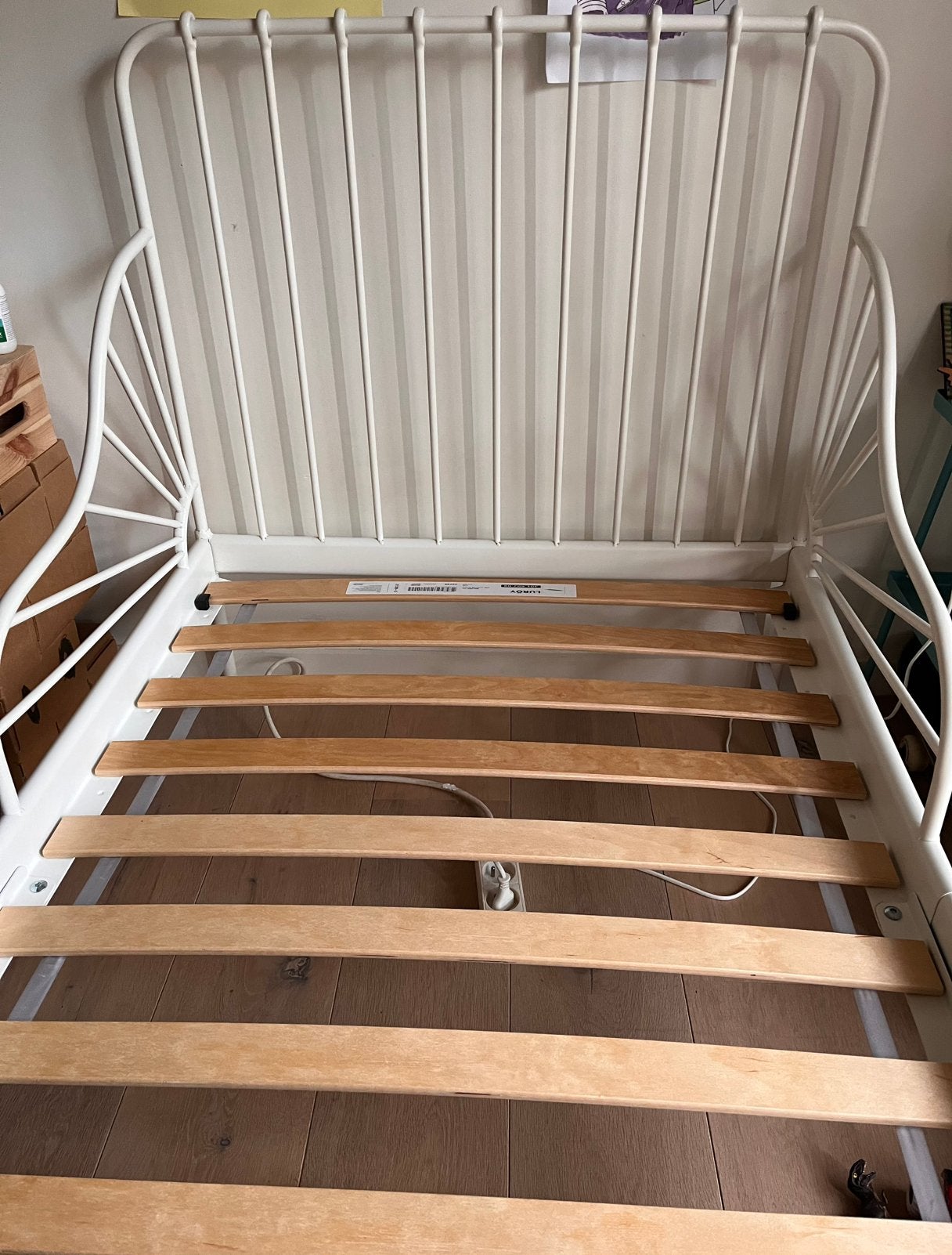 Ikea meegroeibed MINNEN, Ophalen, Eenpersoons, Wit, Zo goed als nieuw