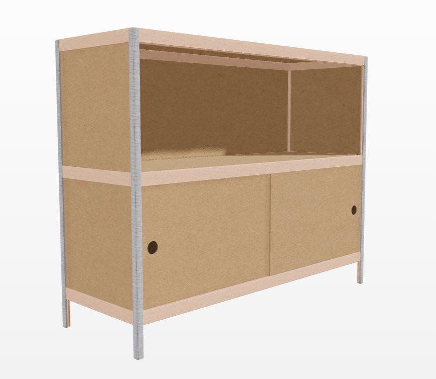 Kewlox opbergkast — 96x120x42cm — Gloednieuw, ongemonteerd, Huis en Inrichting, Natuurlijk, Ophalen, Zo goed als nieuw, Bruin