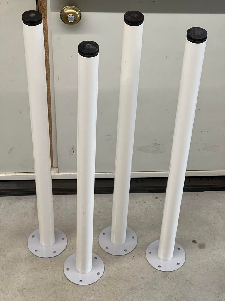 4 Witte tafelpoten IKEA (Adils), Pied de table, Rond, 50 à 100 cm, Comme neuf