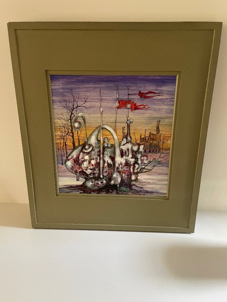 Theo De Cooremeter schilderij, Abstrait, Signé, Peinture acrylique, Autres matériaux