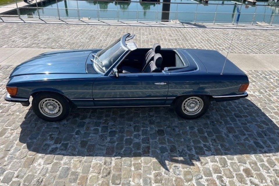 Mercedes 280 SL Cabrio R107, Auto's, Automaat, Achterwielaandrijving, Cabriolet, Blauw
