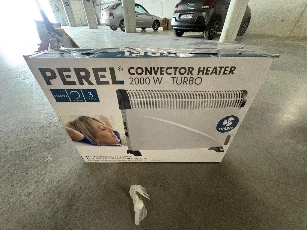 Perel Convector Heater 2000W Turbo – Nieuw in doos, Doe-het-zelf en Bouw, Ophalen, Gebruikt, Thermostaat