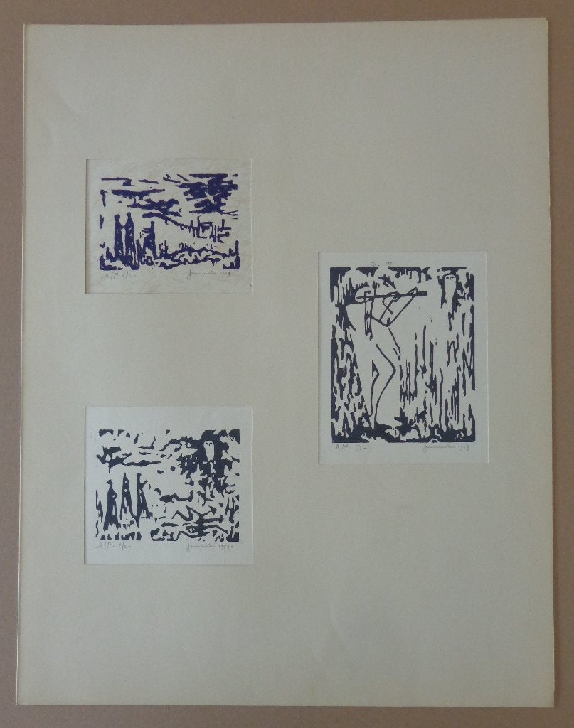 JAN VAERTEN / LOT 3 STUKS / LINOSNEDE / 65x50cm / SIG 1959, Gesigneerd, Ophalen of Verzenden, Linosnede