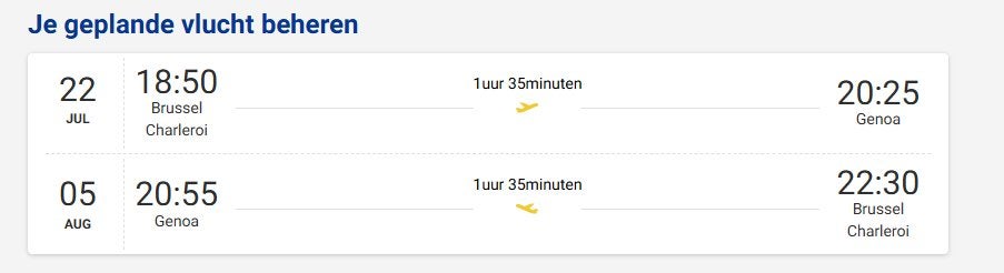 2 tickets naar Genoa, Deux personnes, Plusieurs jours