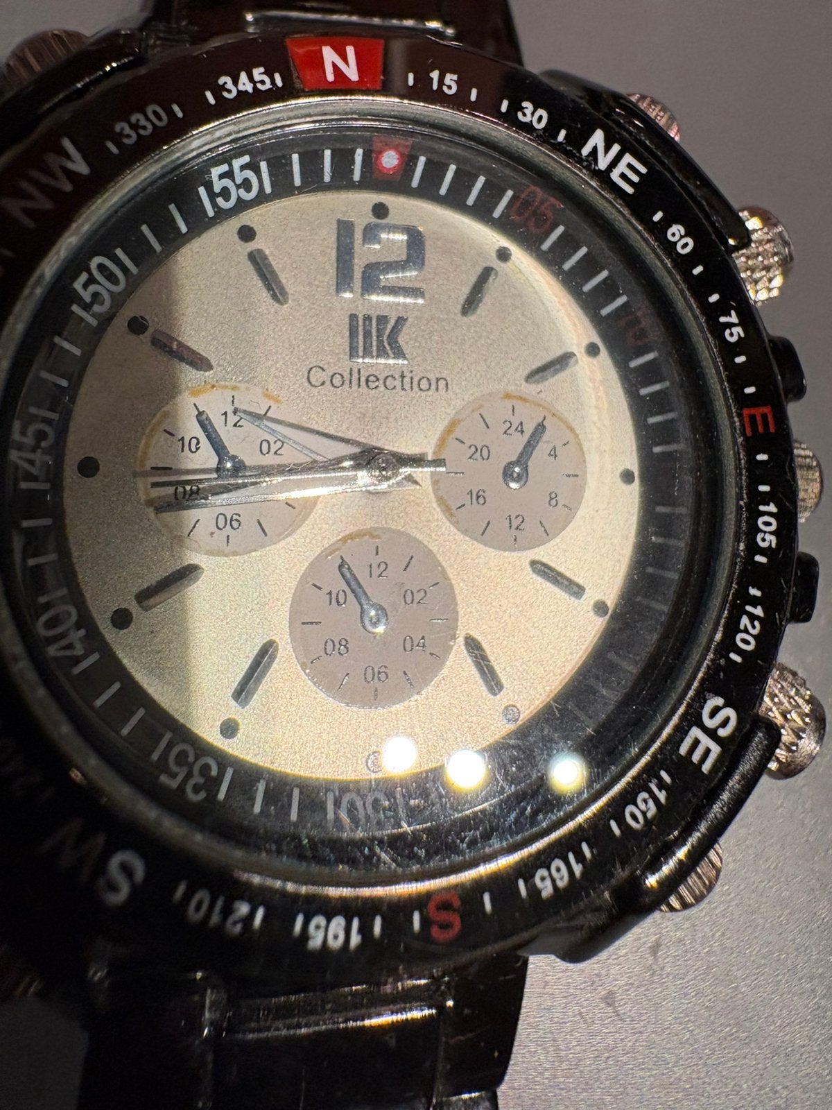 (H.1.1) IIK Collection herenhorloge zwart met metalen band, Ophalen of Verzenden, Gebruikt, Zwart