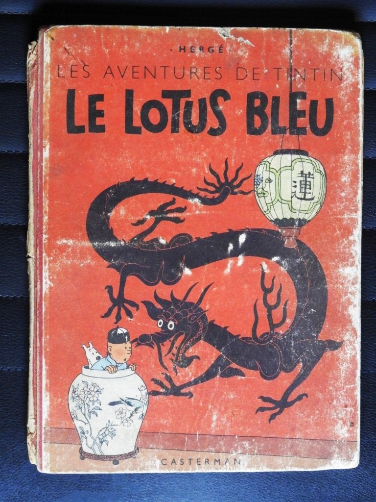 TINTIN : Le Lotus Bleu - B1/1946 EO couleur, Eén stripboek, Ophalen of Verzenden, Gelezen, Hergé