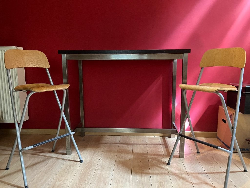 Bartafel + 2 barkrukken in prima staat, Ophalen, Gebruikt