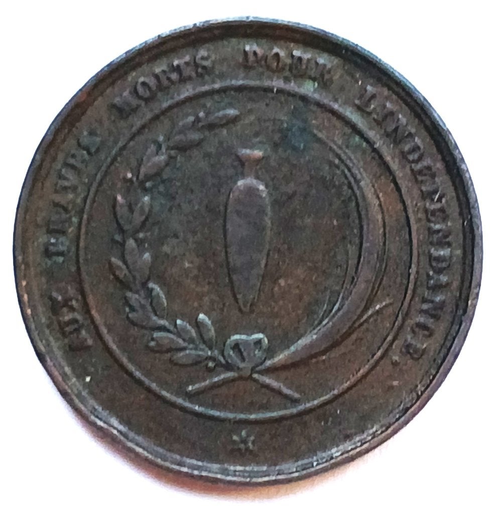 medaille 1830 belg revolutie aux braves morts l'independance, Ophalen of Verzenden, Overige materialen