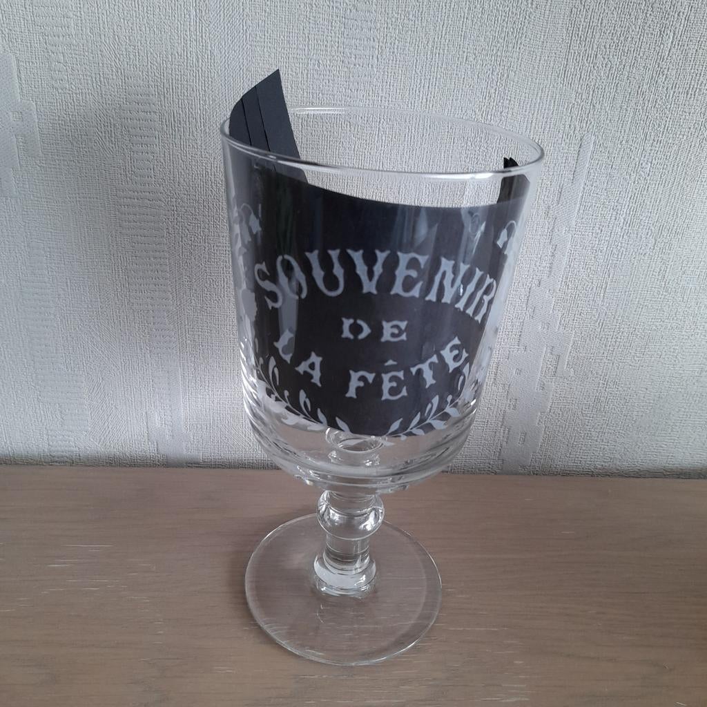 Souvenir de la Fête  antiek huwelijksglas - gegraveerd., Antiek en Kunst, Ophalen