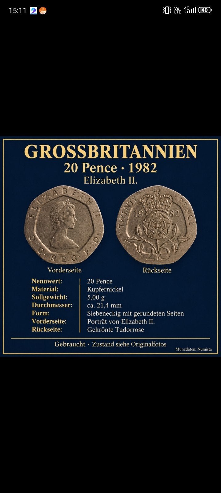 pièce Elizabeth 1982, Timbres & Monnaies, Enlèvement ou Envoi