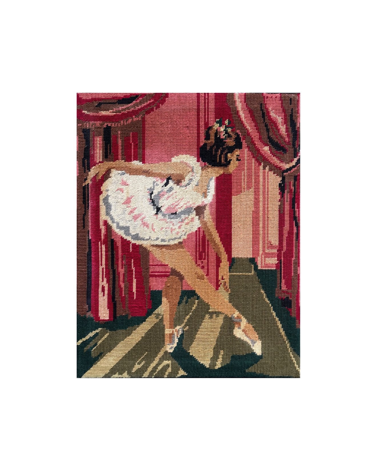 Gehaakt schilderij van dansende ballerina (38cm x 49cm), Antiek en Kunst, Ophalen of Verzenden