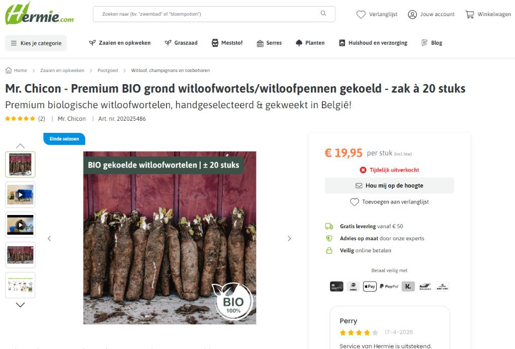 GEZOCHT, restjes gekoelde witloofpennen voor eigen kweek, Enlèvement, Comme neuf