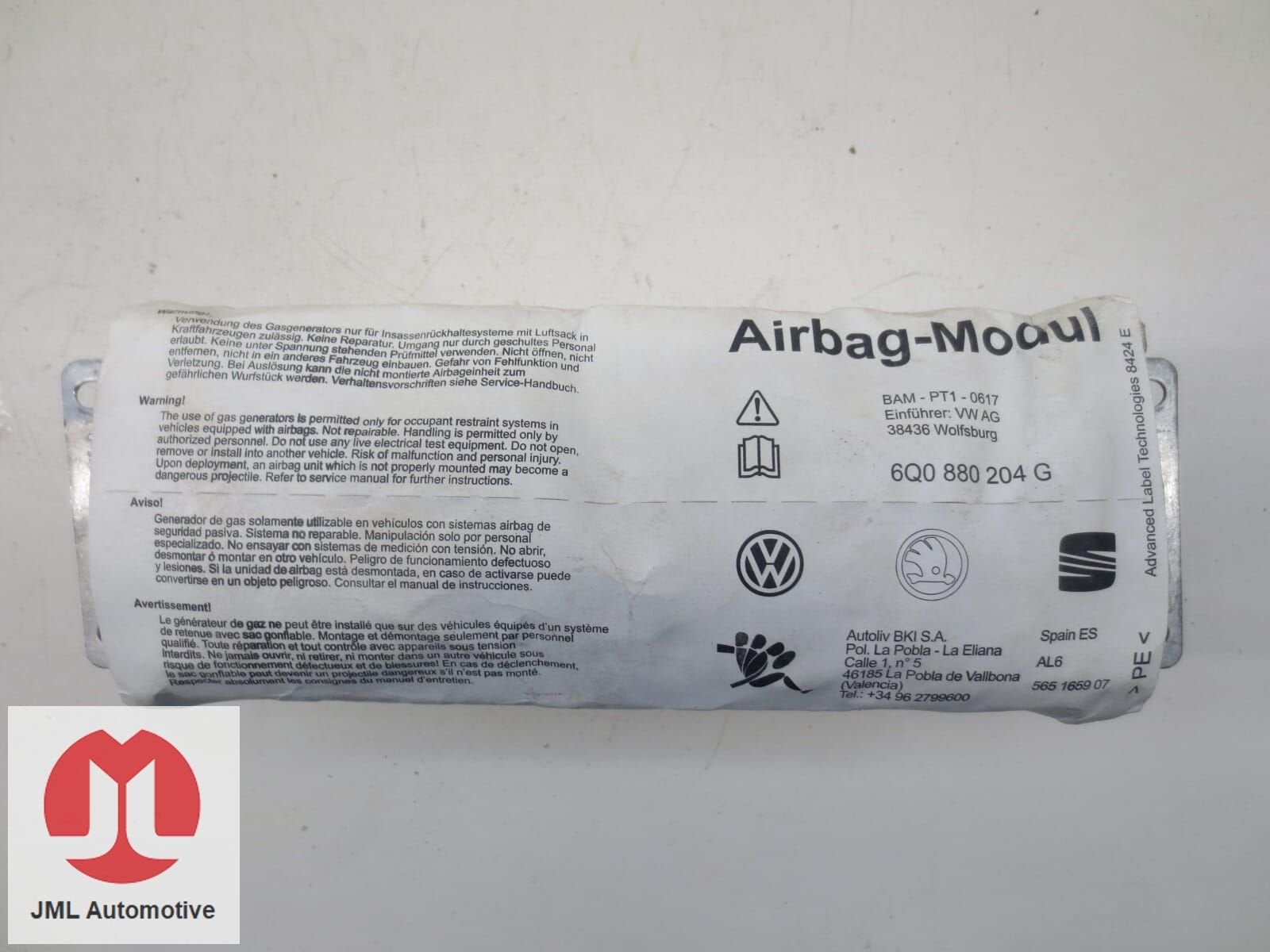 AIRBAG RECHTS PASSAGIER SEAT IBIZA, -, Utilisé, -, Seat
