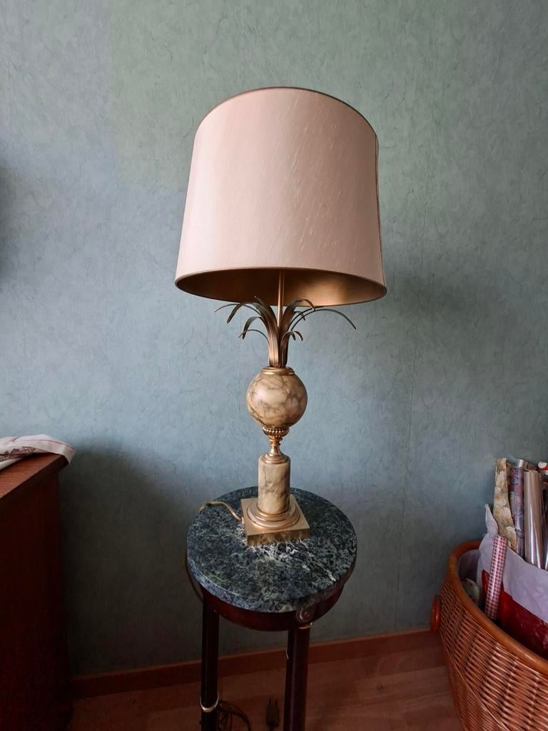 Boulanger ananaslamp, 70'ties, onyx marmer, messing,, Huis en Inrichting, Lampen | Tafellampen, Ophalen