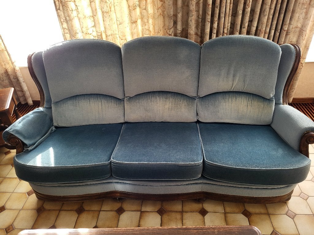 Klassiek eiken salonstel 3+2+1 incl. salontafel, Ophalen, Gebruikt