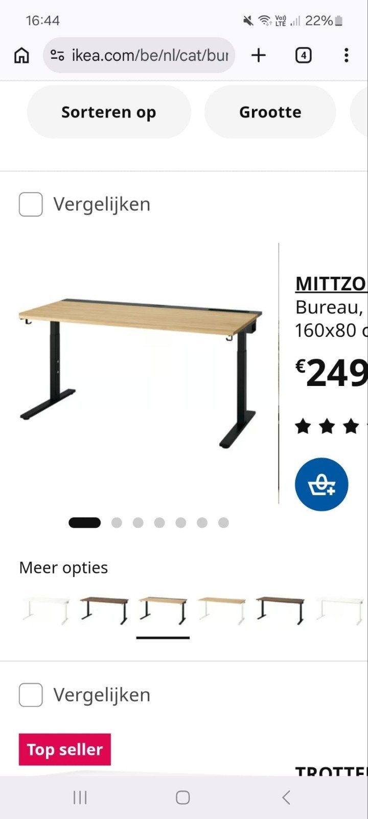 Bureau met ladekast, Ophalen