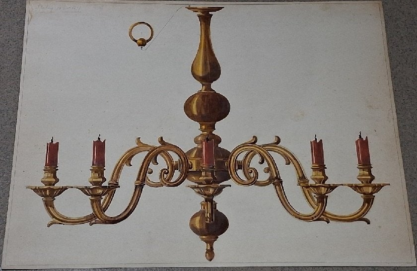 Lustre design de Strasbourg., Antiquités & Art, Art | Dessins & Photographie, Enlèvement ou Envoi, Tableau, Aquarelle