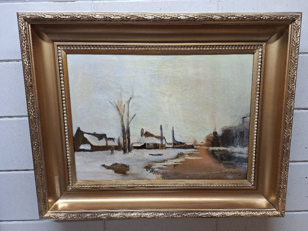 Winterlandschap, Ophalen of Verzenden, Gesigneerd, Landschap, Olieverf