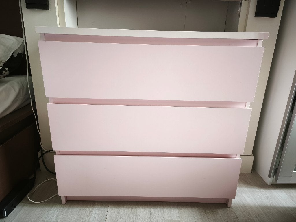 Commode Ikea Malm rose 3 tiroirs, 3 ou 4 tiroirs, 25 à 50 cm, Moins de 100 cm, Enlèvement
