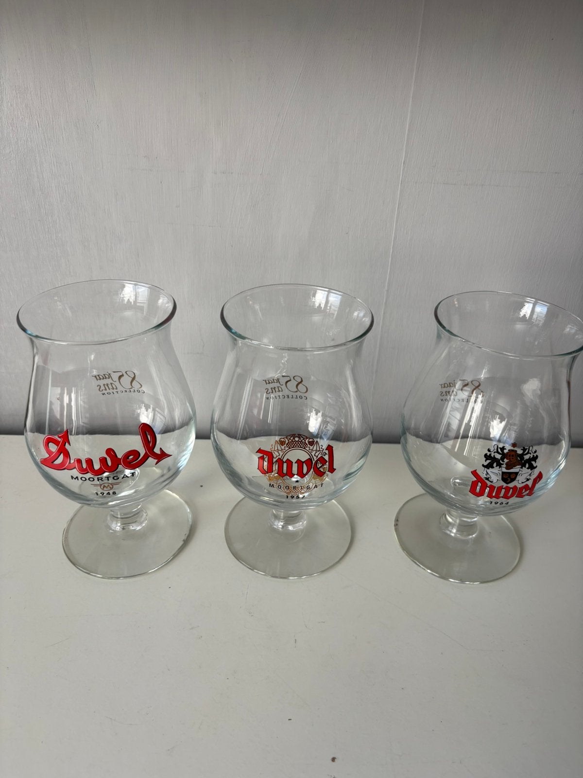 3 verres DUVEL (85e anniversaire) (10€ pièce), Collections, Enlèvement ou Envoi, Comme neuf