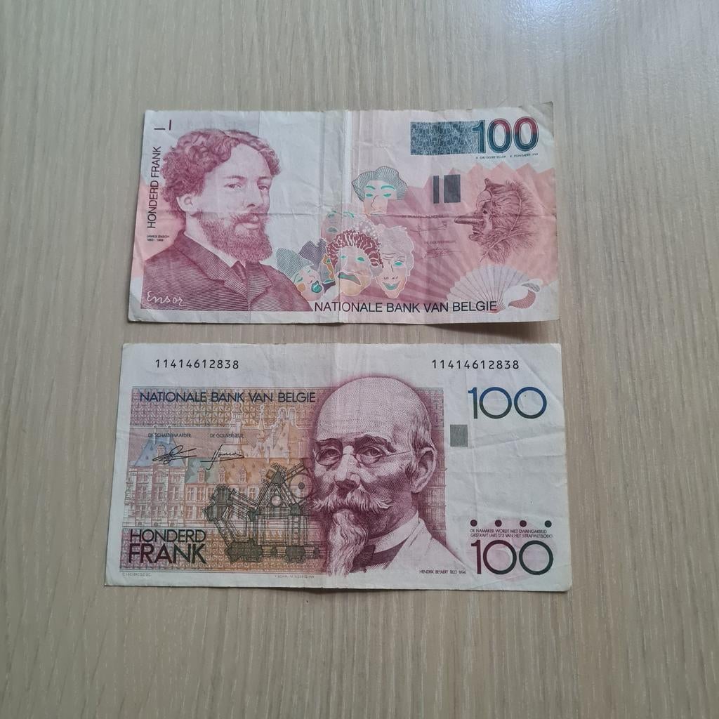 Bankbiljetten van 100 frank België, Ophalen of Verzenden, België