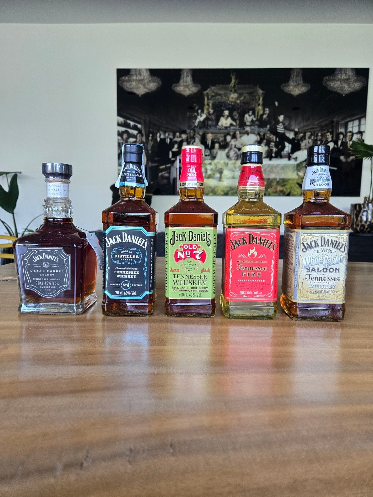 Jack Daniels flesjes, set van 5, Nieuw, Overige typen, Vol