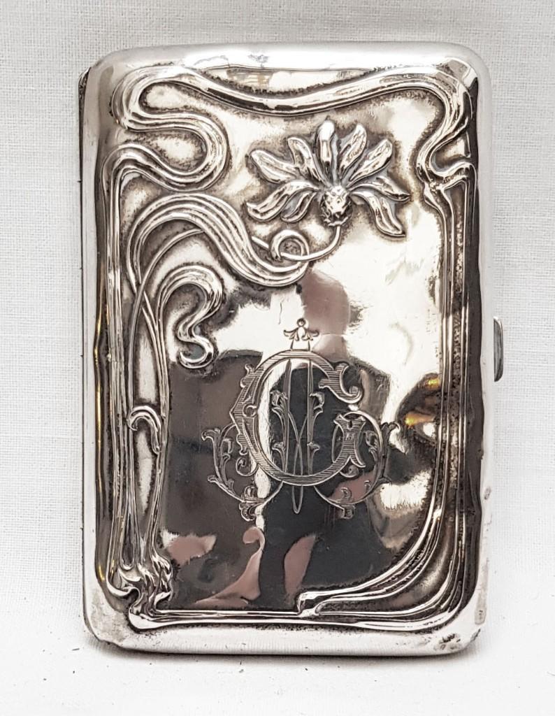 Art Nouveau Sigarettendoos Zilver., Antiek en Kunst, Antiek | Zilver en Goud, Zilver, Ophalen of Verzenden