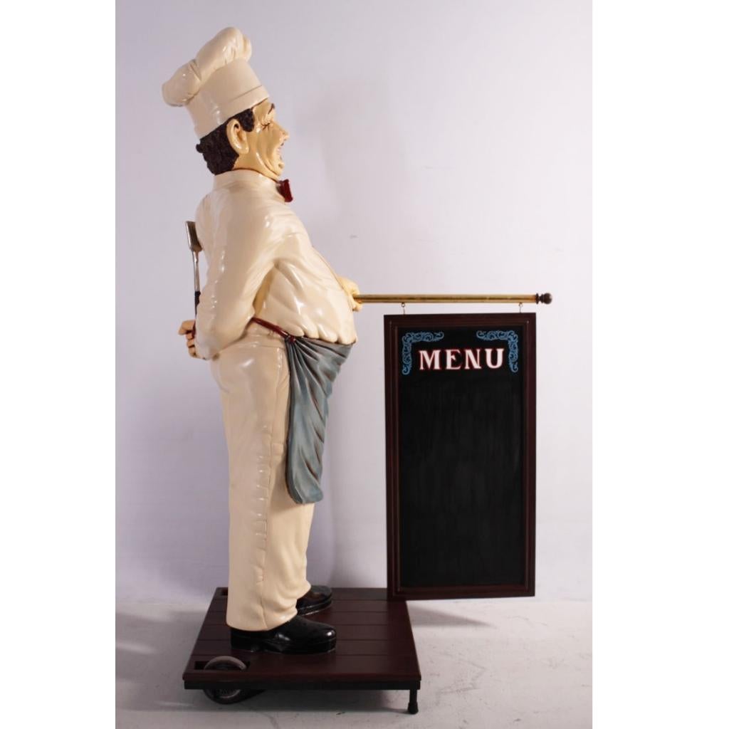 Statue de cuisinier 180 cm - chef avec tableau de menu, Enlèvement, Neuf