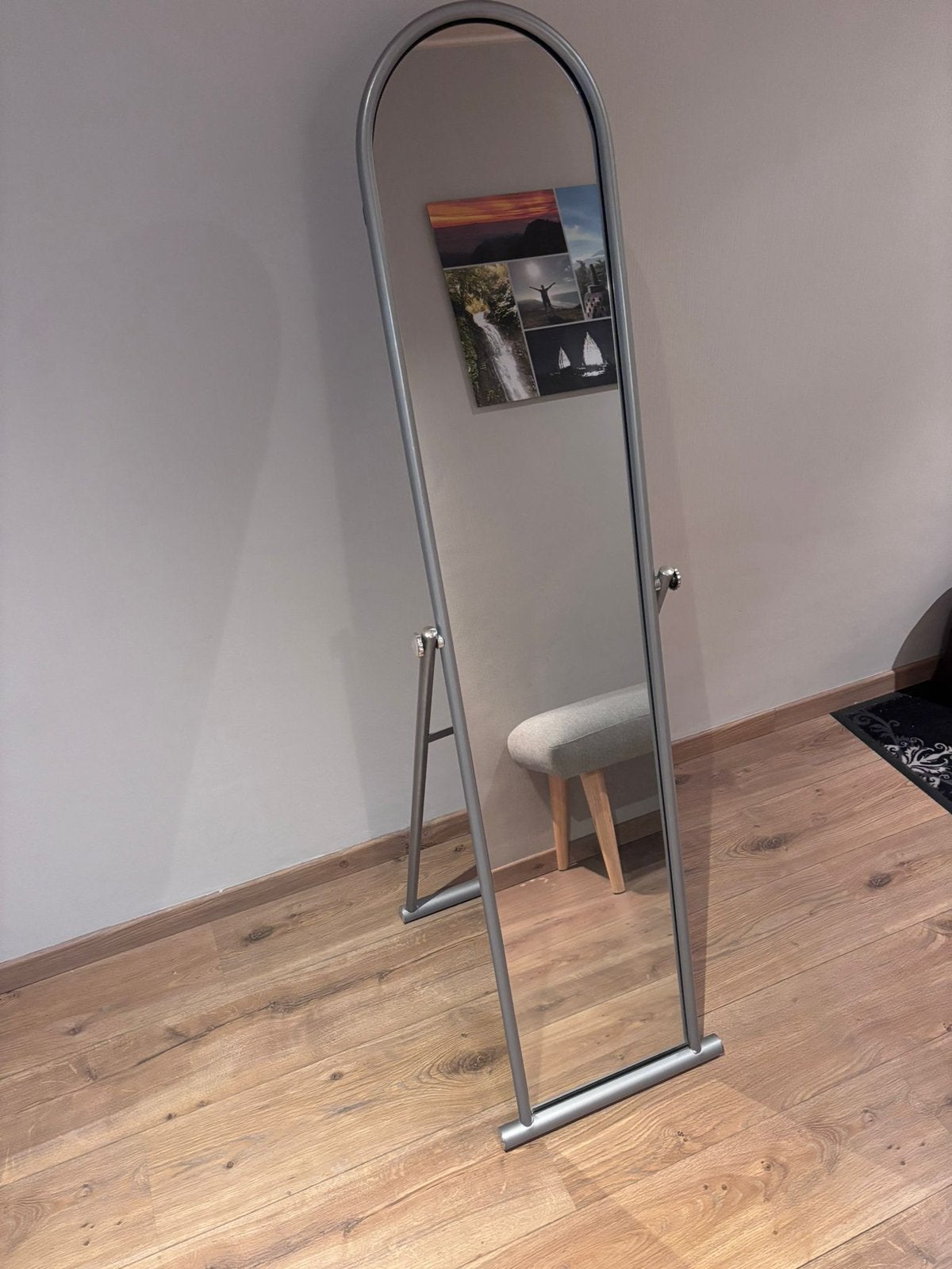 Spiegel staande - zilver kader, Enlèvement, Comme neuf, Rectangulaire