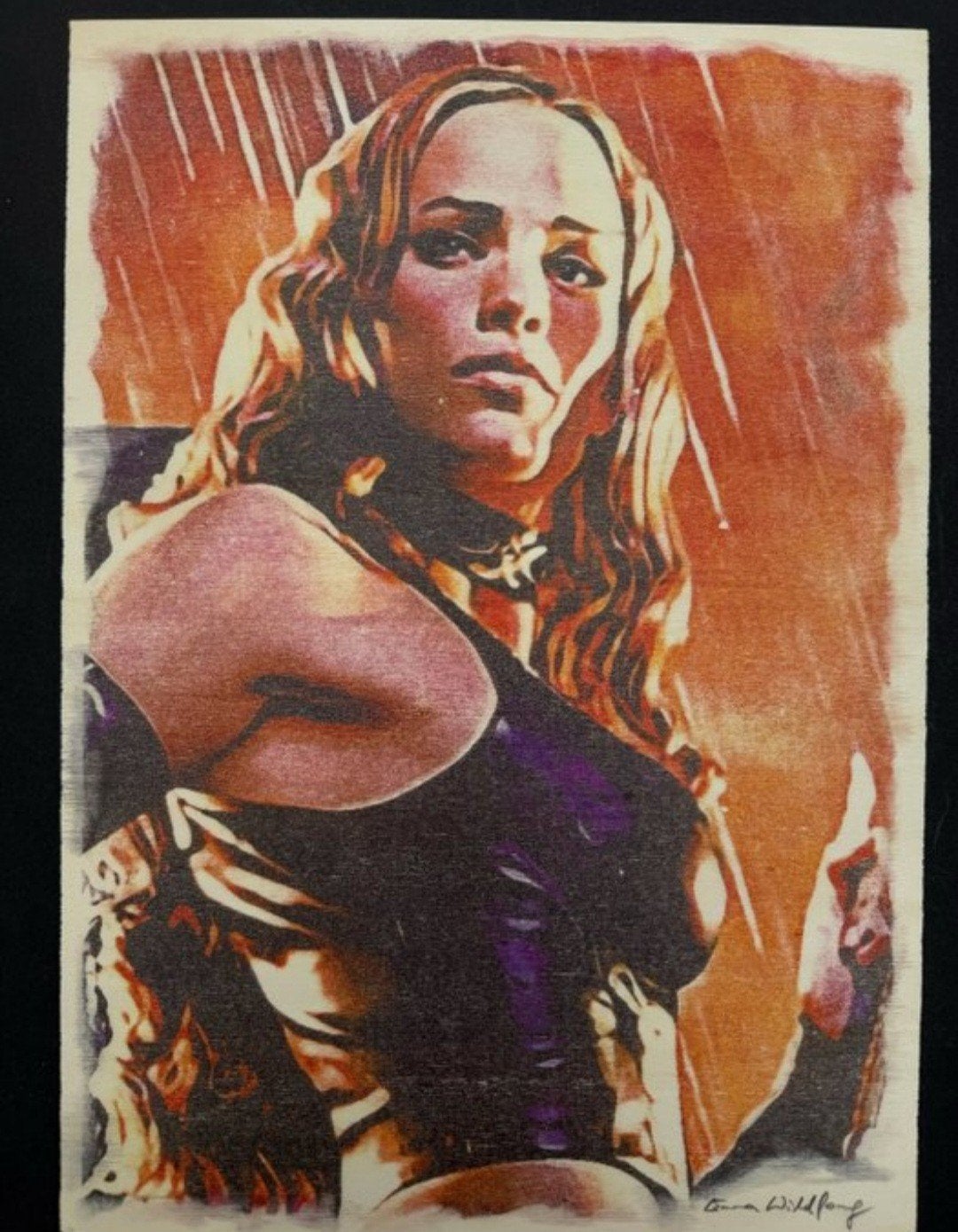 Origineel Kunstwerk 'Elektra' – Emma Wildfang (Inkt & Houtsk, Aquarel, Ophalen of Verzenden, Gesigneerd, Hout