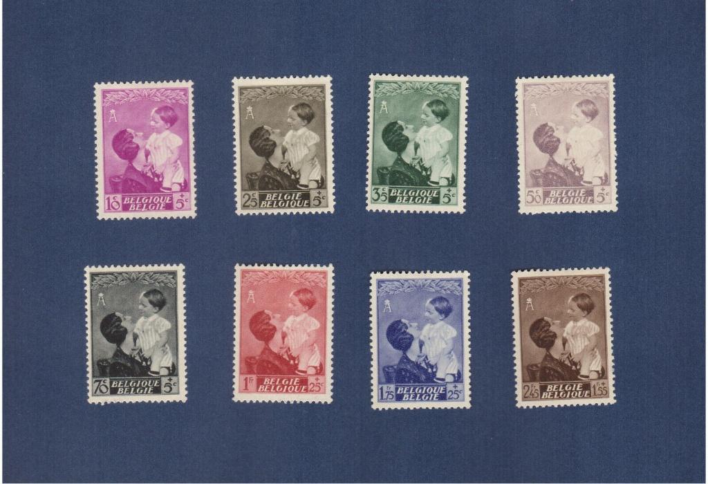 1937 BE447 à 454 Reine Astrid avec colle et légère charnière, Spoor van plakker, Verzenden, Koninklijk huis, Frankeerzegel