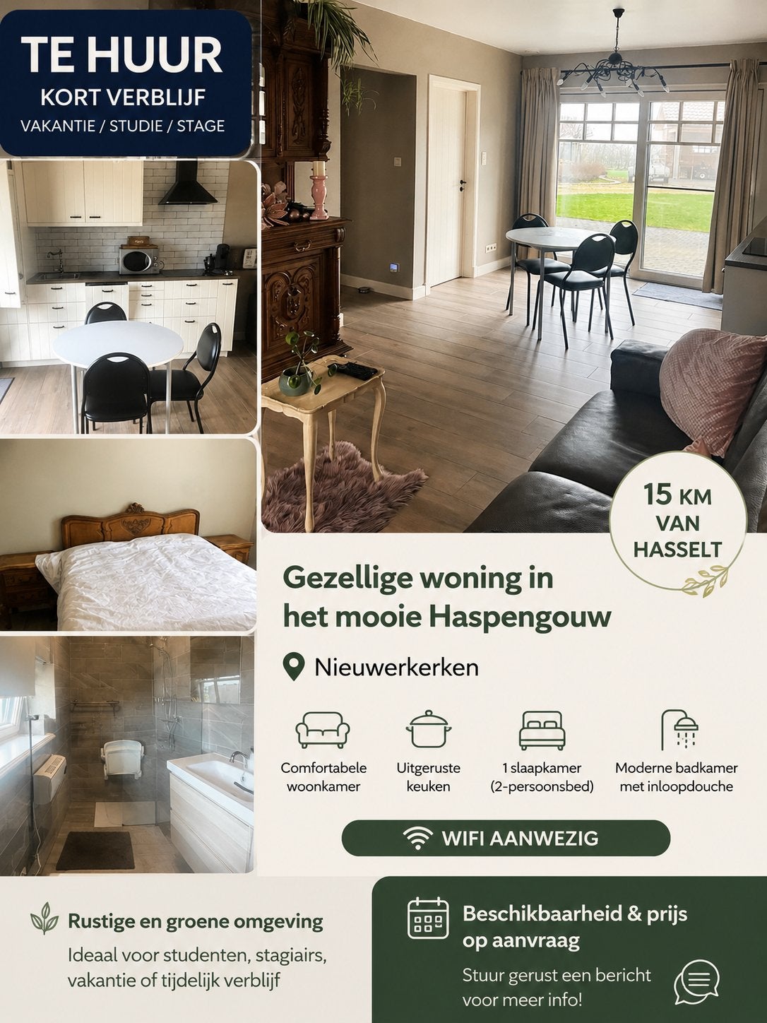 Gemeubelde studio kort verblijf, Immo, Hasselt