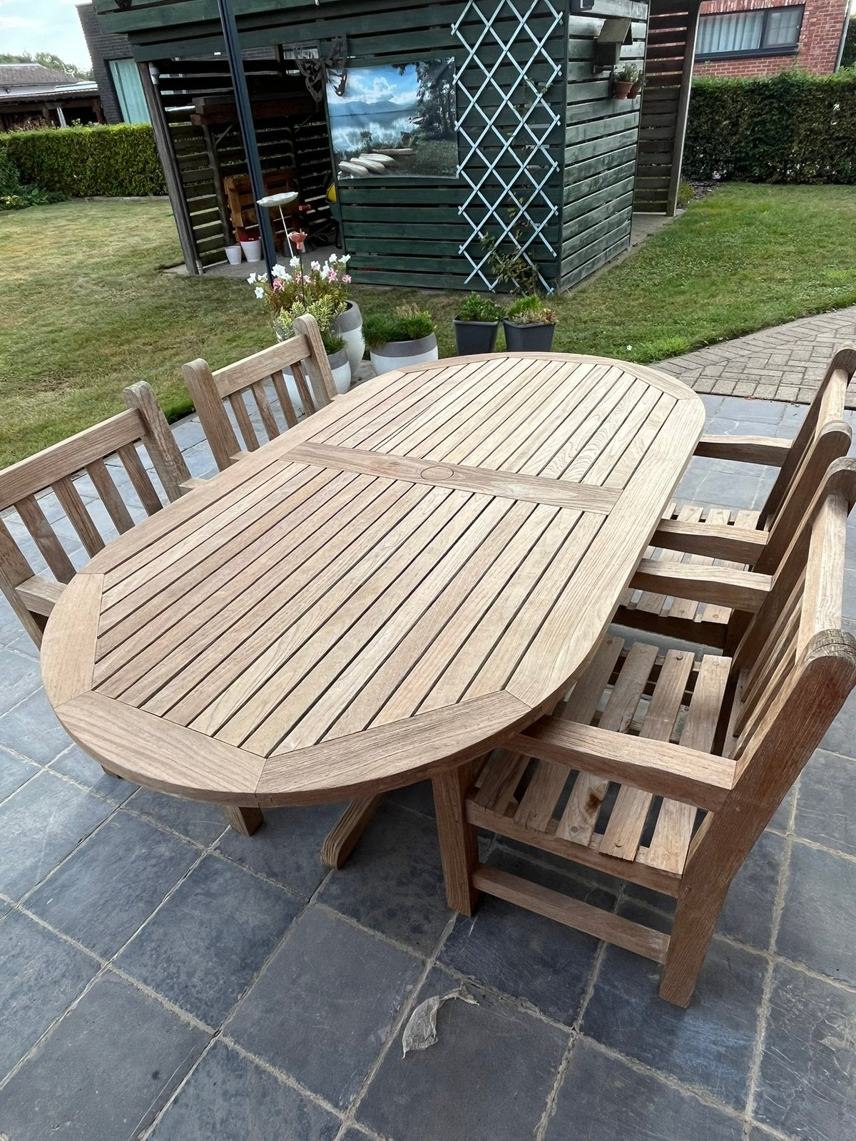 Tuinset in teakhout, Barlow Tyrie, Jardin & Terrasse, Ensembles de jardin, Table à dinner, Salons de jardin, Utilisé, Enlèvement