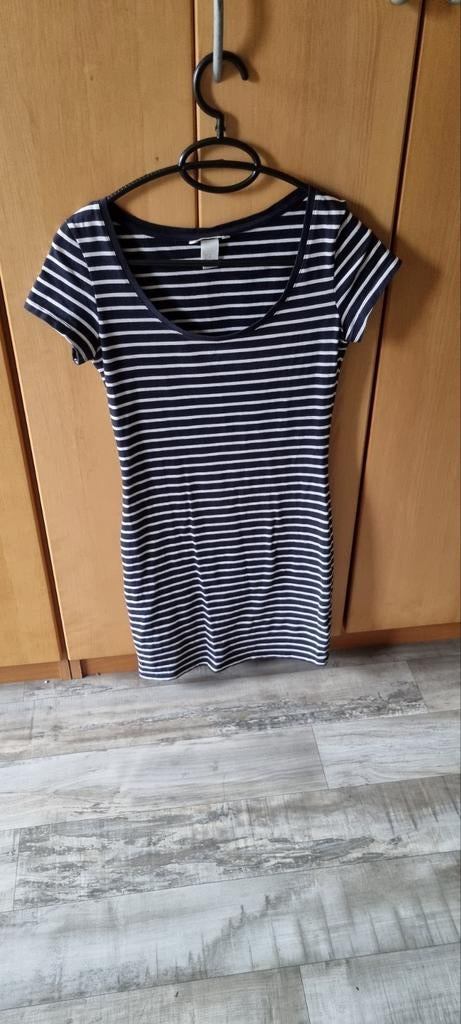 Blauw wit gestreept kleedje basic h&m maat XS, Enlèvement, Taille 34 (XS) ou plus petite, Bleu