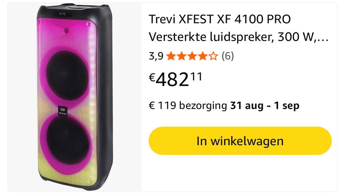 TREVI XF XFEST 4100PRO 300WATT!!! Bieden vanaf 325,00€, Audio, Tv en Foto, Luidsprekerboxen, Party speaker, Nieuw, Bluetooth, Ophalen