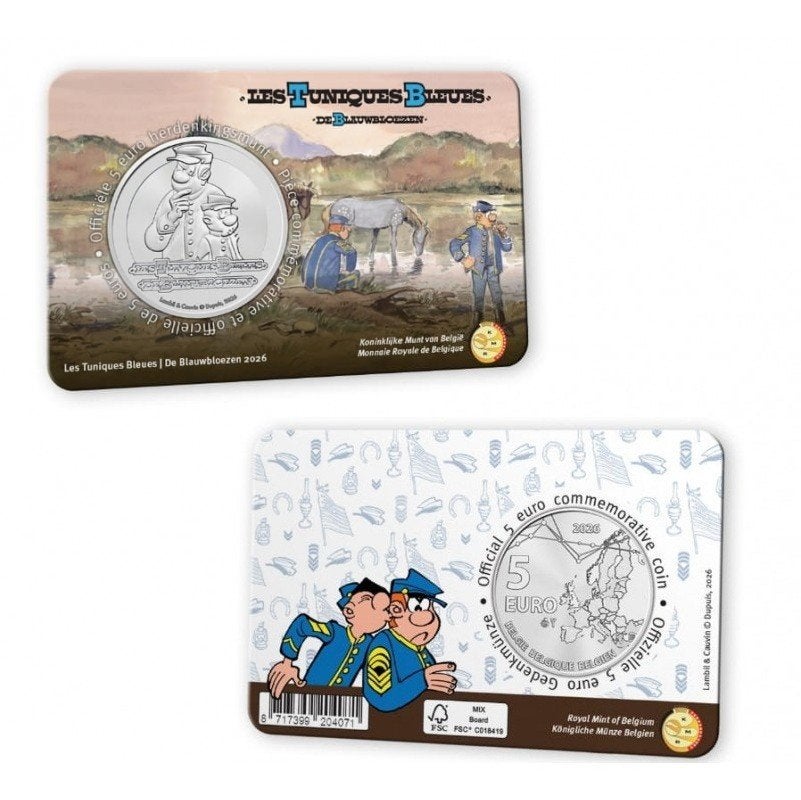 België 2026 - 5 euro in coincard - De Blauwbloezen - Reliëf, Postzegels en Munten, Ophalen of Verzenden, België, 5 euro, Losse munt