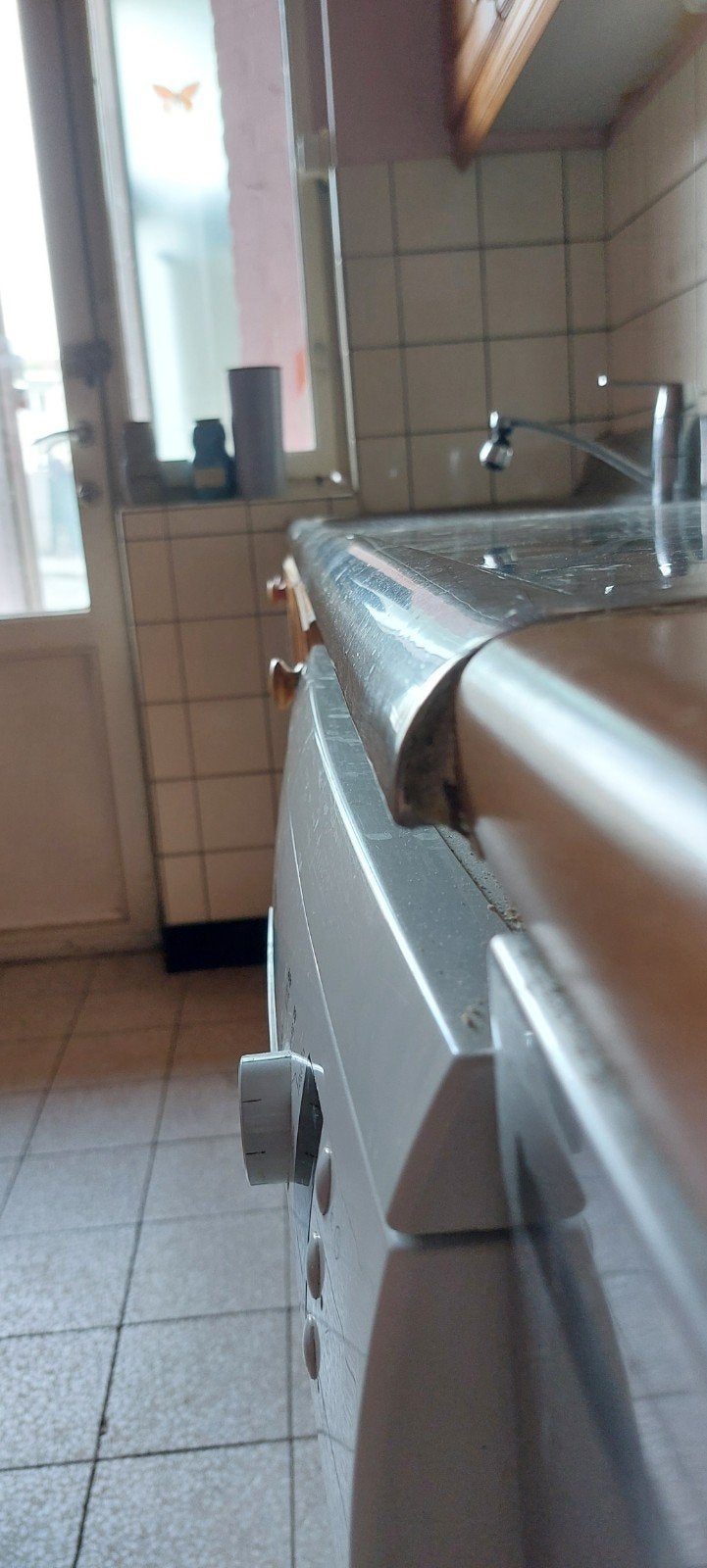 evier double bac inox, 200 cm ou plus, Enlèvement, Utilisé, Argenté