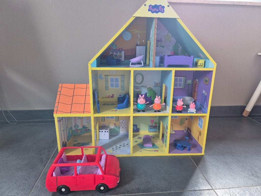 Maison peppa pig + voiture, Enlèvement, Comme neuf