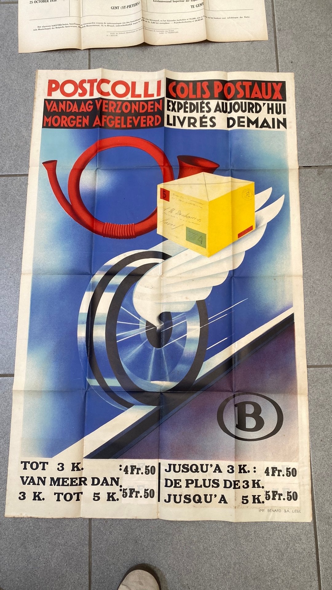 Poster Art Deco-stijl van de NMBS uit de jaren 30, Verzamelen, Posters, Ophalen of Verzenden, Zo goed als nieuw